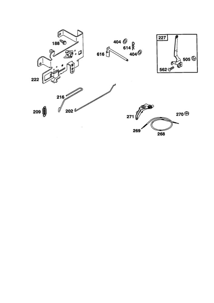 Governor Diagram and Parts List for 198700  Briggs and Stratton Engine